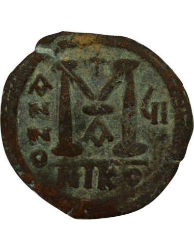 Empire Byzantin Justin II Justin II & Sophie - Follis - An 7 (571 / 572) Nicomédie 1 follis Cuivre 571-572 Nicomédie