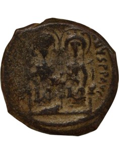 Empire Byzantin Justin II Justin II & Sophie - Follis - An 4 (568 / 569) Constantinople 1 follis Cuivre 568-569 Constantinople 2
