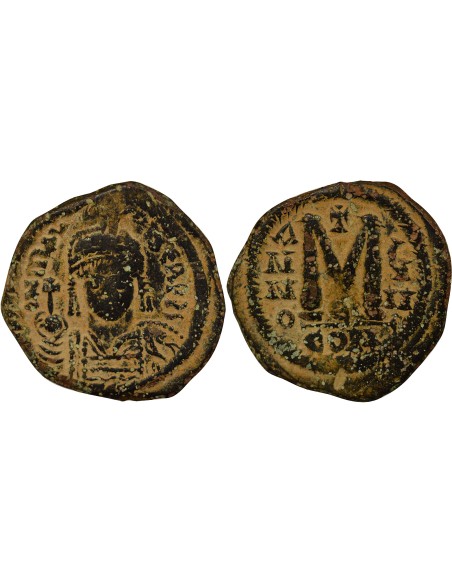 Empire Byzantin Maurice Tibère Maurice - Follis - An 8 (589 / 590) Constantinople 1 follis Cuivre 589-590 Constantinople