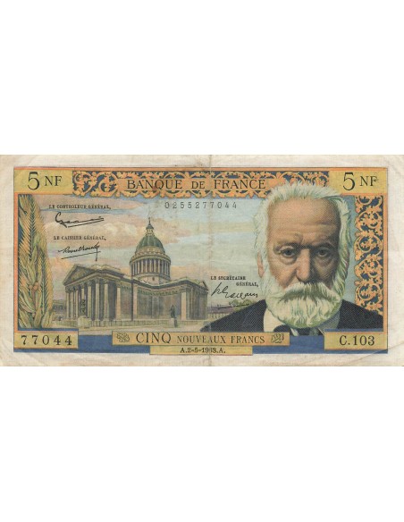 Victor Hugo 5 NF - Victor Hugo - 02-05-1963 - Série C.103 5 nf 1963
