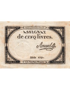 5 Livres - 10 Brumaire An II (31-10-1793) - Sign. Roussel 5 livres 1793