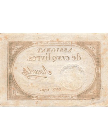 5 Livres - 10 Brumaire An II (31-10-1793) - Sign. Roussel 5 livres 1793