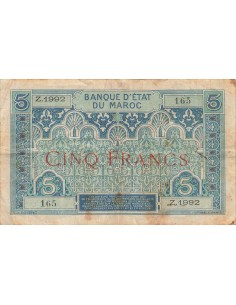 Maroc 5 Francs - ND (1924) - P.9 5 francs 1924