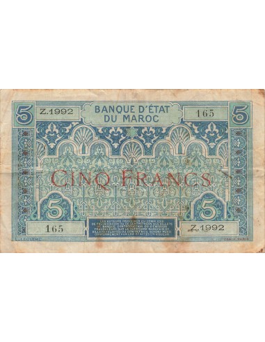 Maroc 5 Francs - ND (1924) - P.9 5 francs 1924