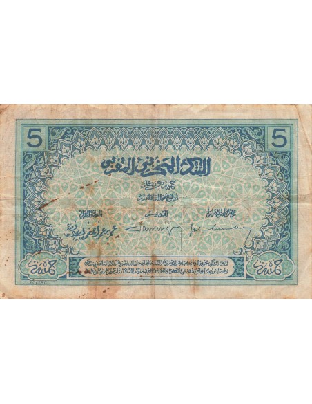 Maroc 5 Francs - ND (1924) - P.9 5 francs 1924