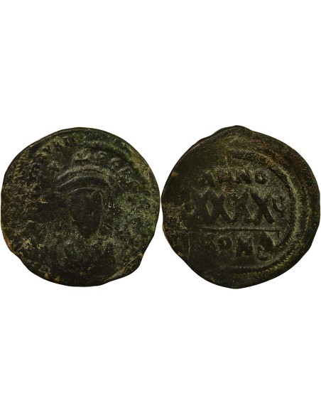 Empire Byzantin Phocas Classe II 1 follis Cuivre An 5 (606-607) Constantinople