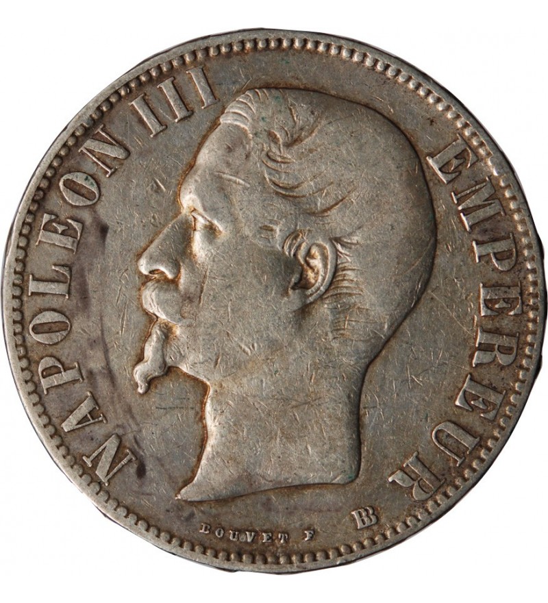 NAPOLEON III - 5 FRANCS ARGENT 1855 BB STRASBOURG