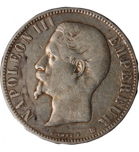 NAPOLEON III - 5 FRANCS ARGENT 1855 BB STRASBOURG