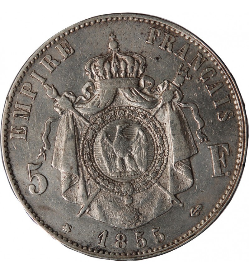 NAPOLEON III - 5 FRANCS ARGENT 1855 BB STRASBOURG