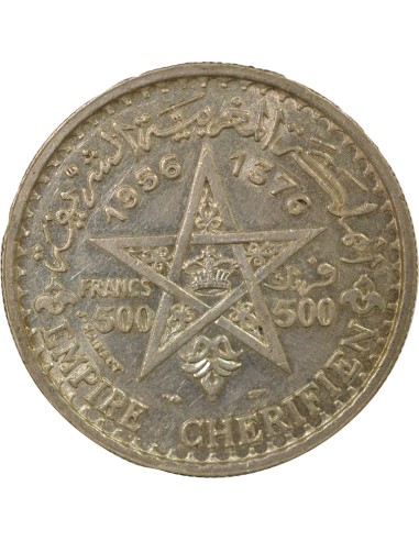 Maroc Mohammed V du Maroc Mohammed V - 500 Francs Argent - 1376 AH / 1956 Paris 500 francs Argent 1956 (1957) A Paris
