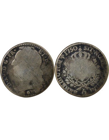Louis XV au Bandeau 1/2 écu Argent 1750 O Riom