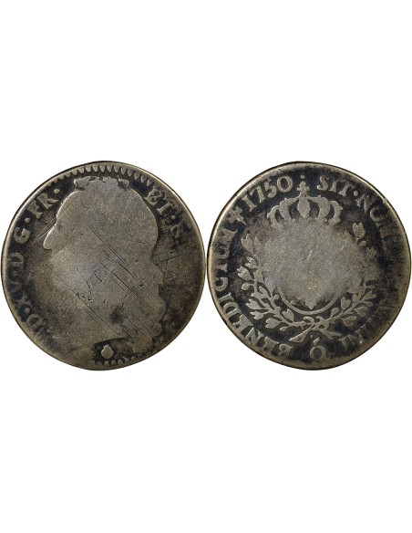 Louis XV au Bandeau 1/2 écu Argent 1750 O Riom