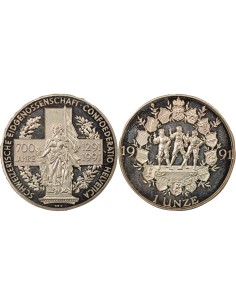 Suisse 700 ans de la Confédération 1 once Argent 1991 Huguenin
