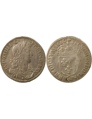 Louis XIV au Buste Juvénile 1/12 ecu Argent 1660 & Aix-en-Provence