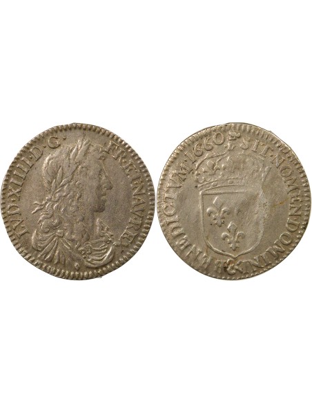 Louis XIV au Buste Juvénile 1/12 ecu Argent 1660 & Aix-en-Provence