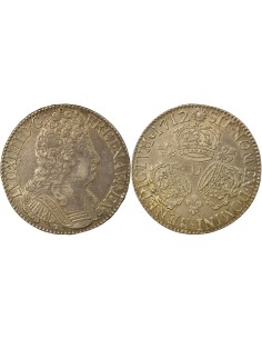 Louis XIV aux Trois Couronnes 1 écu Argent 1712 D Lyon