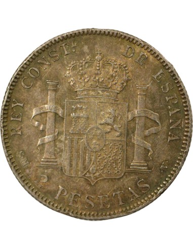 Espagne Alphonse XIII d'Espagne 4e Portrait 2 pesetas Argent 1905 AI Madrid