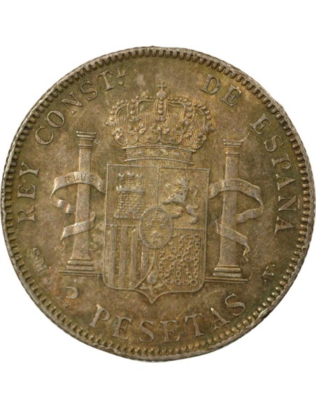 Espagne Alphonse XIII d'Espagne 4e Portrait 2 pesetas Argent 1905 AI Madrid