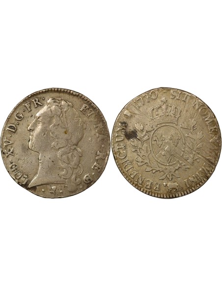 Louis XV au Bandeau 1 écu Argent 1770 Pau