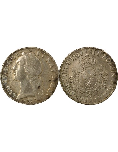 Louis XV au Bandeau 1 écu Argent 1764 L Bayonne