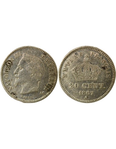 Napoléon III Grand Module 20 centimes Argent 1867 A - Paris