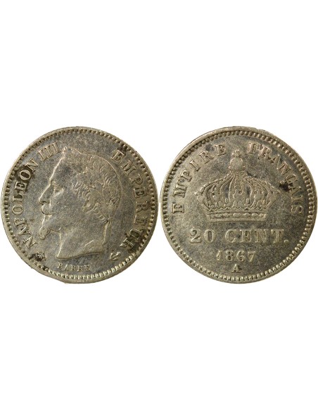 Napoléon III Grand Module 20 centimes Argent 1867 A - Paris