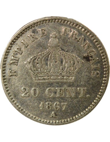 Napoléon III Grand Module 20 centimes Argent 1867 A - Paris