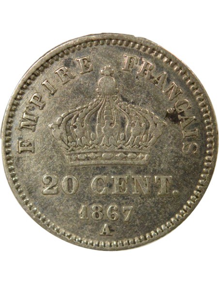 Napoléon III Grand Module 20 centimes Argent 1867 A - Paris