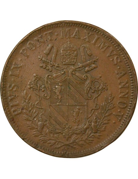 Etat Pontifical Pie IX Pie IX - 5 Baiocchi - 1850 R Rome An V 5 baiocchi Cuivre 1850 R Rome