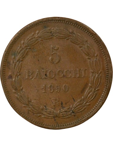 Etat Pontifical Pie IX Pie IX - 5 Baiocchi - 1850 R Rome An V 5 baiocchi Cuivre 1850 R Rome