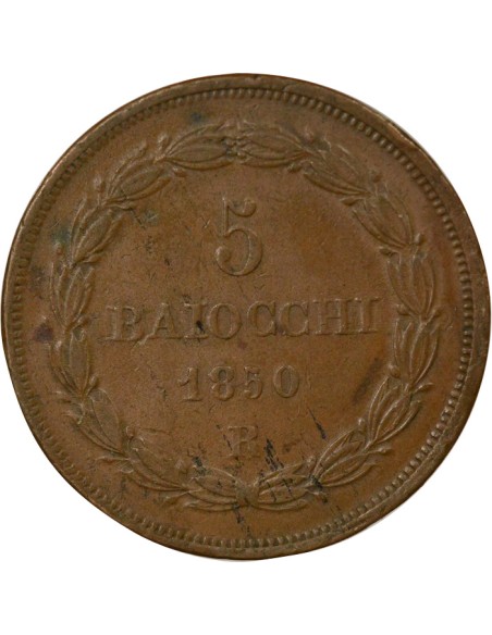 Etat Pontifical Pie IX Pie IX - 5 Baiocchi - 1850 R Rome An V 5 baiocchi Cuivre 1850 R Rome
