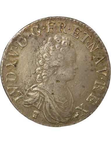 Louis XV Vertugadin 1 écu Argent 1716 9 Rennes