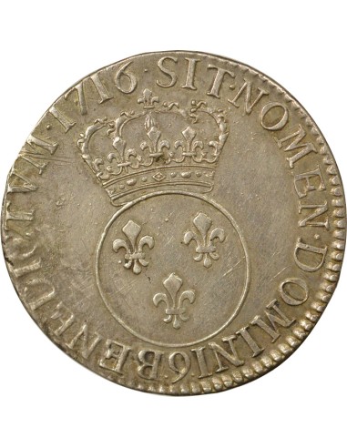 Louis XV Vertugadin 1 écu Argent 1716 9 Rennes