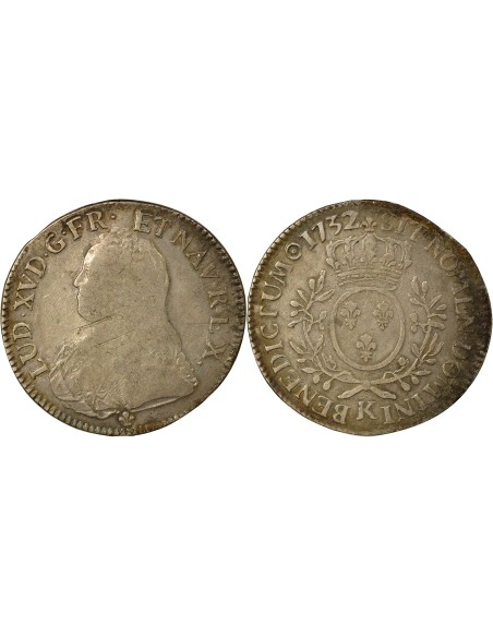 Louis XV au Buste Habillé 1 écu Argent 1726 K Bordeaux