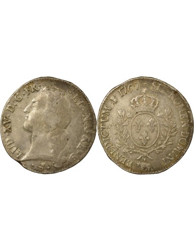 Louis XV au Bandeau 1 écu Argent 1767 Pau
