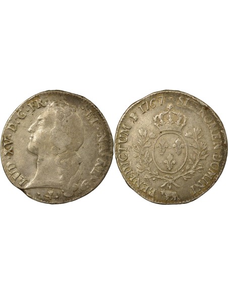 Louis XV au Bandeau 1 écu Argent 1767 Pau