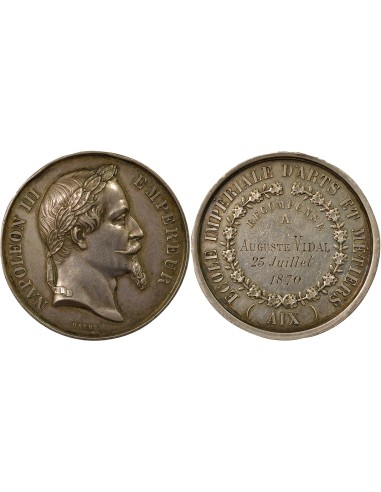 Napoléon III Ecole d'Arts & Métiers 1 médaille Argent 1870