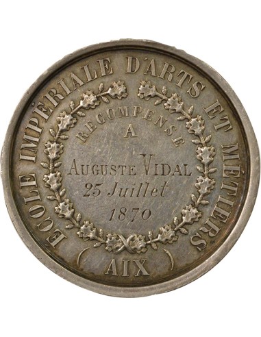 Napoléon III Ecole d'Arts & Métiers 1 médaille Argent 1870