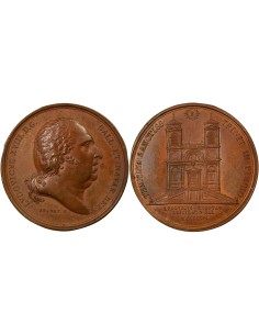 Italie Louis XVIII Eglise Ste Trinité des Monts 1 médaille Cuivre 1816