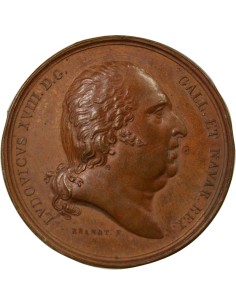 Italie Louis XVIII Eglise Ste Trinité des Monts 1 médaille Cuivre 1816 2