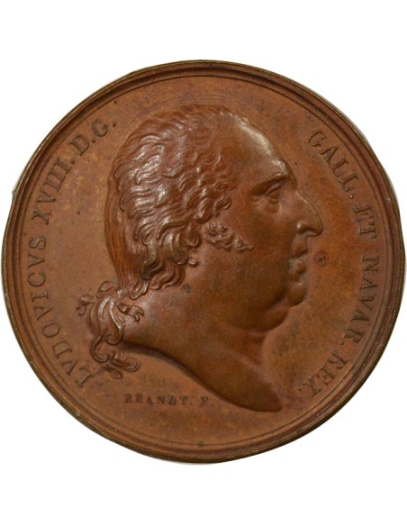 Italie Louis XVIII Eglise Ste Trinité des Monts 1 médaille Cuivre 1816