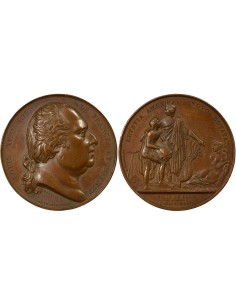 Louis XVIII Inauguration du Canal St Martin 1 médaille Cuivre 1825