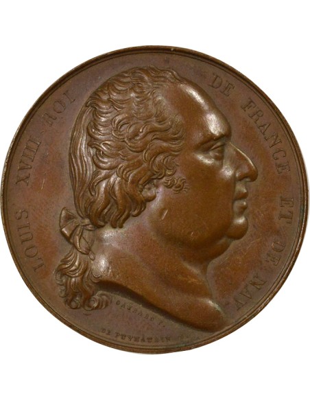 Louis XVIII Inauguration du Canal St Martin 1 médaille Cuivre 1825