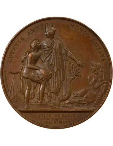 Louis XVIII Inauguration du Canal St Martin 1 médaille Cuivre 1825