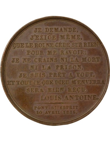 Louis-Antoine d’Artois Louis Antoine Duc d'Angoulême - Médaille Cuivre - 1815 1 médaille Cuivre 1815