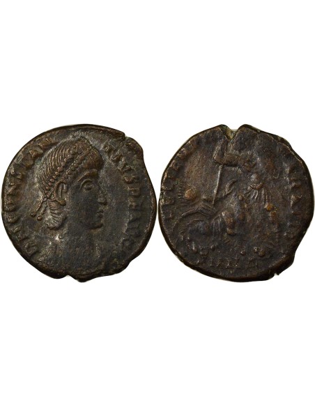 Rome Empire Constance II Soldat terrassant Cavalier 1 nummus Cuivre 351-355 Nicomédie
