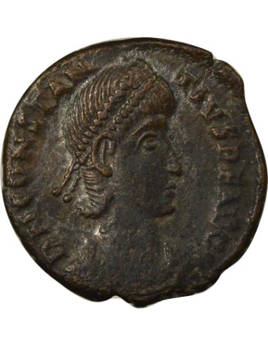 Rome Empire Constance II Soldat terrassant Cavalier 1 nummus Cuivre 351-355 Nicomédie