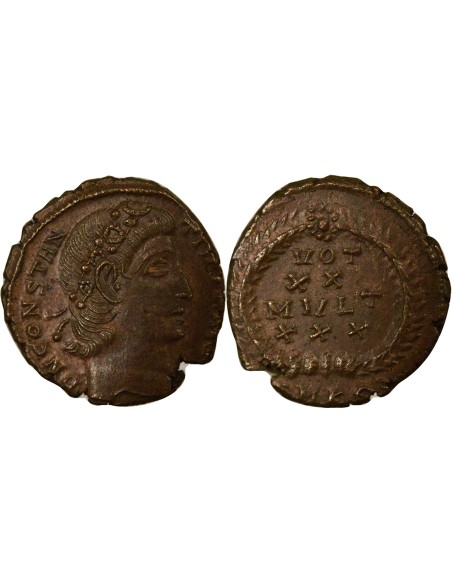 Rome Empire Constance II Voeux Vicennaux 1 nummus Cuivre 347-348 Cyzique