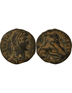 Rome Empire Constance II Soldat terrassant Cavalier 1 nummus Cuivre 350-354 Cyzique