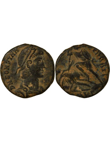 Rome Empire Constance II Soldat terrassant Cavalier 1 nummus Cuivre 350-354 Cyzique